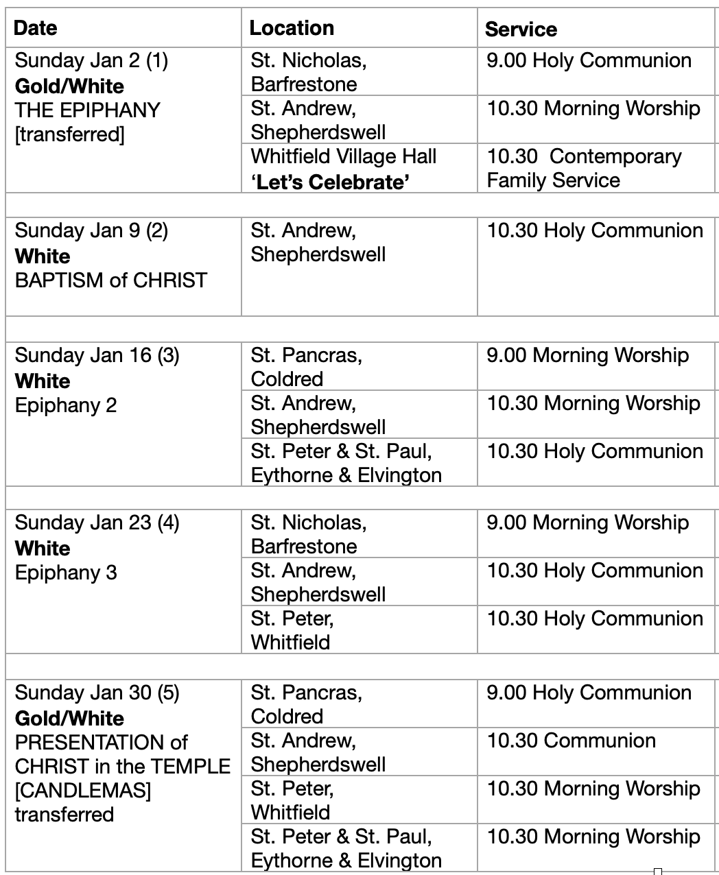 January Services